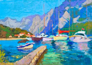 Colorful Harbor Boats by Alexander Shandor