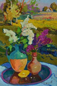 Vibrant Lilac Still Life Landscape