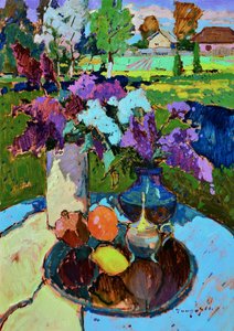 Vibrant Summer Lilac Still Life