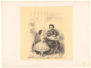 Interior with a Girl Handing a Book to Her Mother