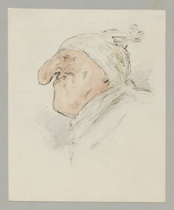 Caricatured Head of a Man with a Nightcap by Alexander Ver Huell
