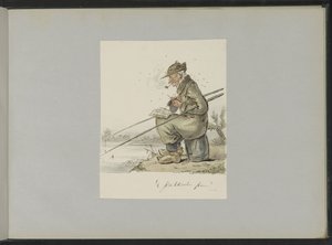 Man Fishing, Knitting, Smoking, and Reading by a Waterside by Alexander Ver Huell