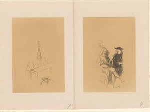 Mint Tower and Two Men with a Letter by Alexander Ver Huell