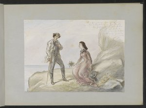 Meeting of Two Lovers by a Rock by Alexander Ver Huell