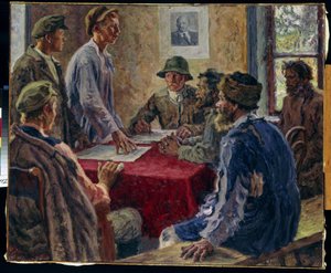 A Sitting of the Poor Peasants Committee in 1918