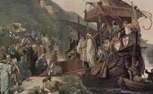Emperor Frederick II receives at Stolzenfels his bride Isabella by Alexander Zick