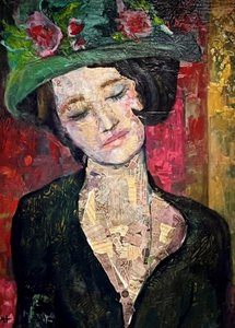 Elegant Woman in Green Hat by Alexandra Higgins
