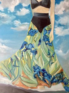 Woman in Flowing Iris Skirt by Alexandra Higgins