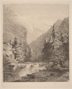 Mountain Waterfall by Alexandre Calame