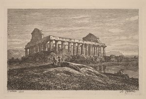Ruins at Paestum by Alexandre Calame