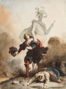 Don Juan and Leporello Meet the Statue of the Commander at the Cemetery by Alexandre Evariste Fragonard