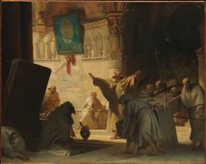 Dramatic Scene with Monks in a Crypt by Alexandre Evariste Fragonard