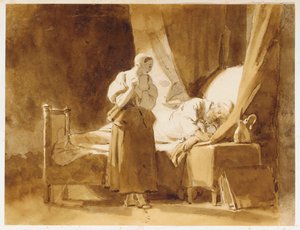 A Woman Watching a Sleeping Man by Alexandre Evariste Fragonard