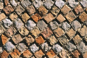 Close-up of an opus reticulatum floor. Civitella acropolis, Italy, Abruzzo Region, Chieti