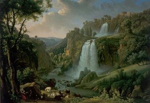 The Cascade At Tivoli With The Temple Of Sibyl by Alexandre Hyacinthe Dunouy