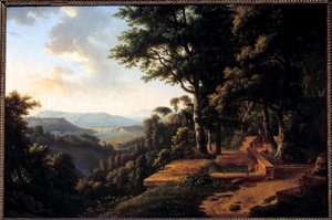 The philosopher Jean Jacques Rousseau meditating in 1770 in the Parc de la Rochecordon near Lyon by Alexandre Hyacinthe Dunouy