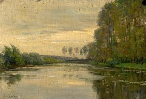 River Scene, the Lower Loire, France by Alexandre Jacques Chantron