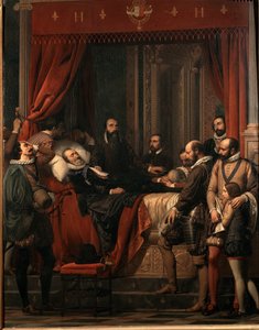 The death of Henry IV king of France, his body displayed in the Louvre