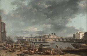 The tip of the Île de la Cité, view from the port Saint-Nicolas, ca. 1780 by Alexandre Jean Noel