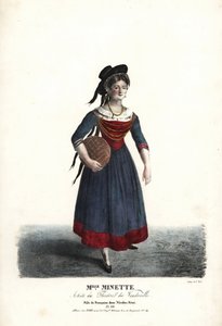 Actress Mademoiselle Minette or Jeanne-Marie-Francoise Menestrier as Francoise in Nicolas Remi by Sewrin, Theatre du Vaudeville