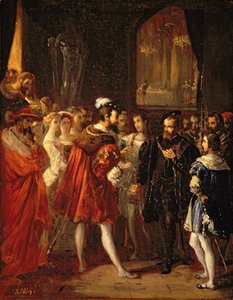 Charles V (1500-58) received by Francis I (1494-1547) at the Louvre