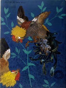 Decor for a vase representing a kind of rooster. Drawing by Paul Alexandre Avisse