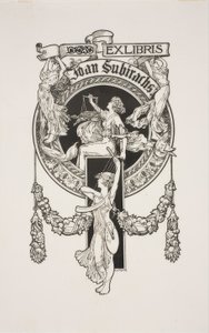 Book-Plate of Joan Subirachs by Alexandre de Riquer
