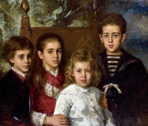 Portrait of the children of Paul Pavlovich Demidoff, 2nd Prince of San Donato, Aurore Anatol, Maria and Pavel