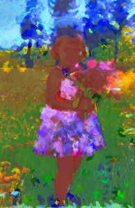 Girl with a Bouquet in the Garden