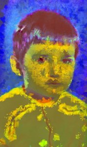 Portrait of a Boy on a Blue Background