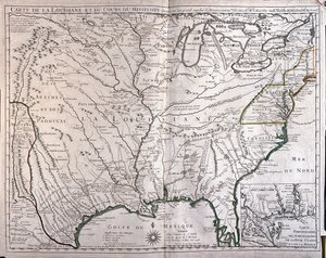 Louisiana and Mississippi River by Alexis Hubert Jaillot