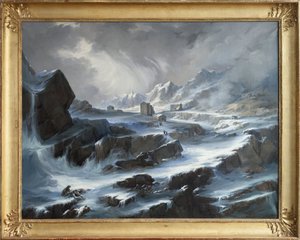 The Col du Grand Saint Bernard, a Romantic Scene Depicting the Snow Mountain Pass by Alexis Nicolas Noël