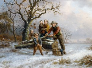 Chopping firewood, 1865