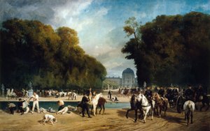The Artillery camped in the Tuileries garden (late September 1870), circa 1871 by Alfred /Brunner Lacoste Emile (1838 81) Decaen