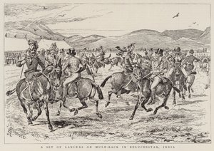 A Set of Lancers on Mule-Back in Beluchistan, India by Alfred Chantrey Corbould