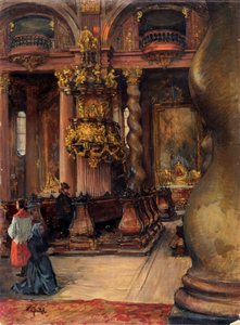 The Interior of the University Church in Vienna by Alfred Edler von Pflügl