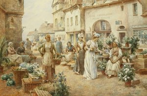 A Flower Market, France, 1900