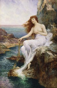 A Sea Nymph Seated on a Rock with a Ribbon of Seaweed, 1897
