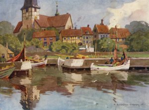 Denmark: Bornholm, Ronne Harbour by Alfred Heaton Cooper