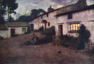 Lake District: Moonlight and Lamplight, Coniston by Alfred Heaton Cooper