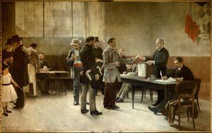 Universal Suffrage: A Polling Station in 1891 (1891) by Alfred Henri Bramtot