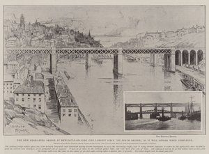 The New High-Level Bridge at Newcastle-on-Tyne (the Largest since the Forth Bridge), as it will appear when completed by Alfred Hugh Fisher