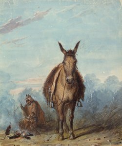A Trapper in His Solitary Camp by Alfred Jacob Miller