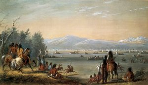 An Indian village. Work by Alfred Jacob Miller by Alfred Jacob Miller