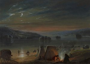 Crossing the River: Moonlight by Alfred Jacob Miller