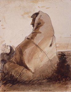 Indian Mourning over a Grave, Marked by a Buffalo Skull