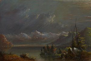 Lake Scene - Rocky Mountains by Alfred Jacob Miller