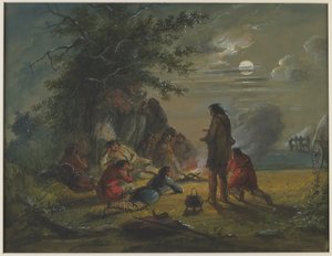 Moonlight - Camp Scene by Alfred Jacob Miller