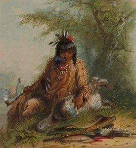 Snake Indian and His Dog by Alfred Jacob Miller