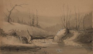 Stream with a Fallen Tree by Alfred Jacob Miller